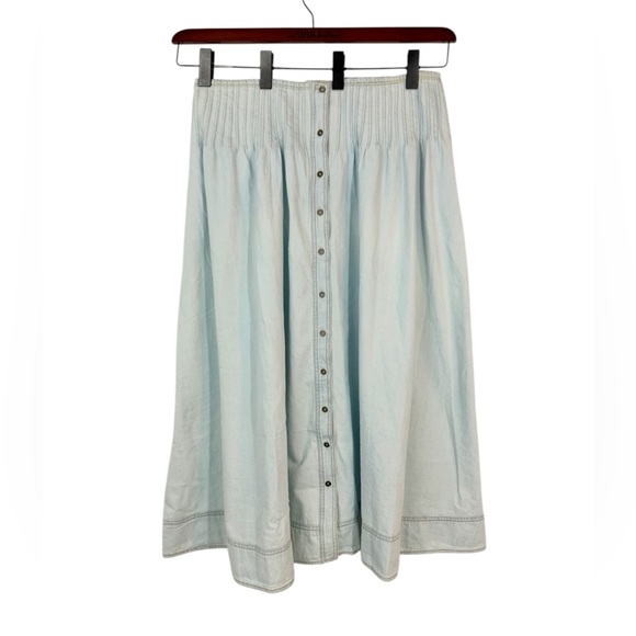 Anthropologie Pilcro Pintuck Basque-Waist Denim Maxi Skirt Large - Picture 5 of 12